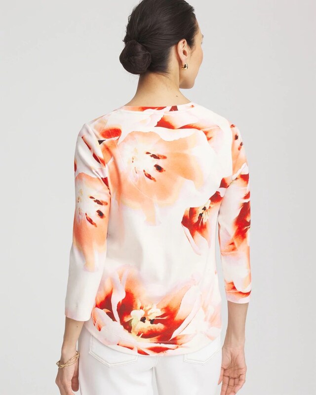 Tropical Floral 3/4 Sleeve Tee - image 3